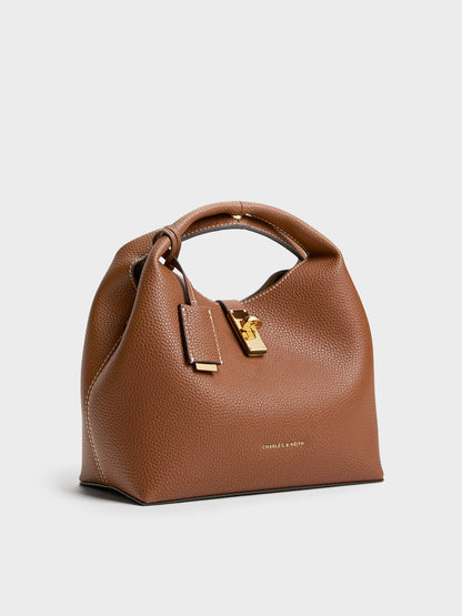 Chance Turn-Lock Bucket Bag - Chocolate | CHARLES & KEITH