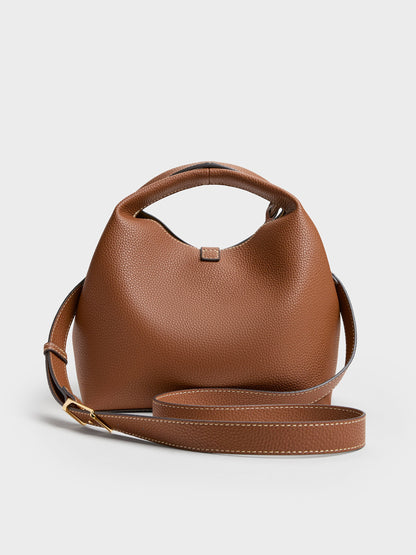 Chance Turn-Lock Bucket Bag - Chocolate | CHARLES & KEITH