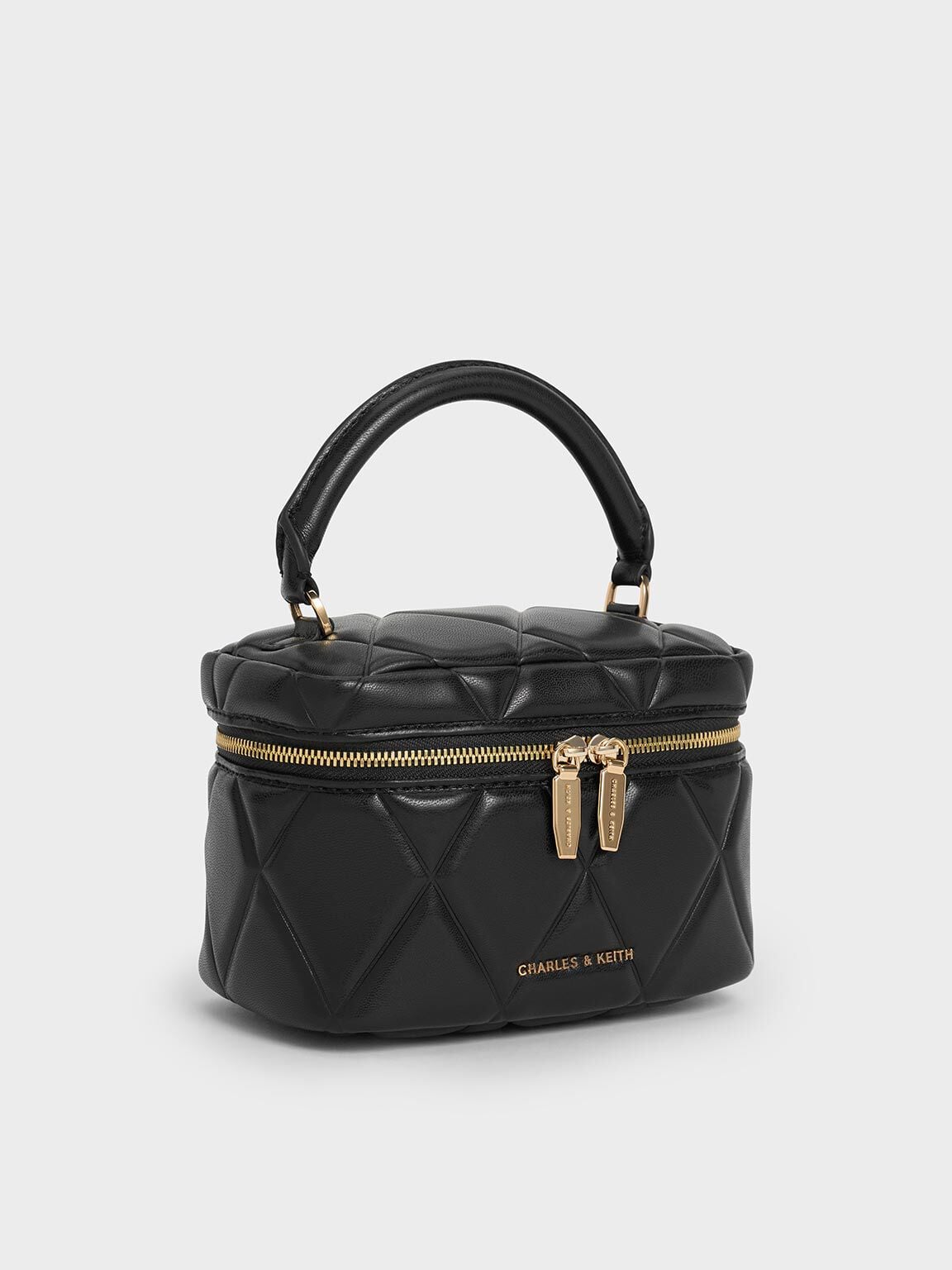 Arwen Quilted Top Handle Vanity Bag - Black | CHARLES & KEITH