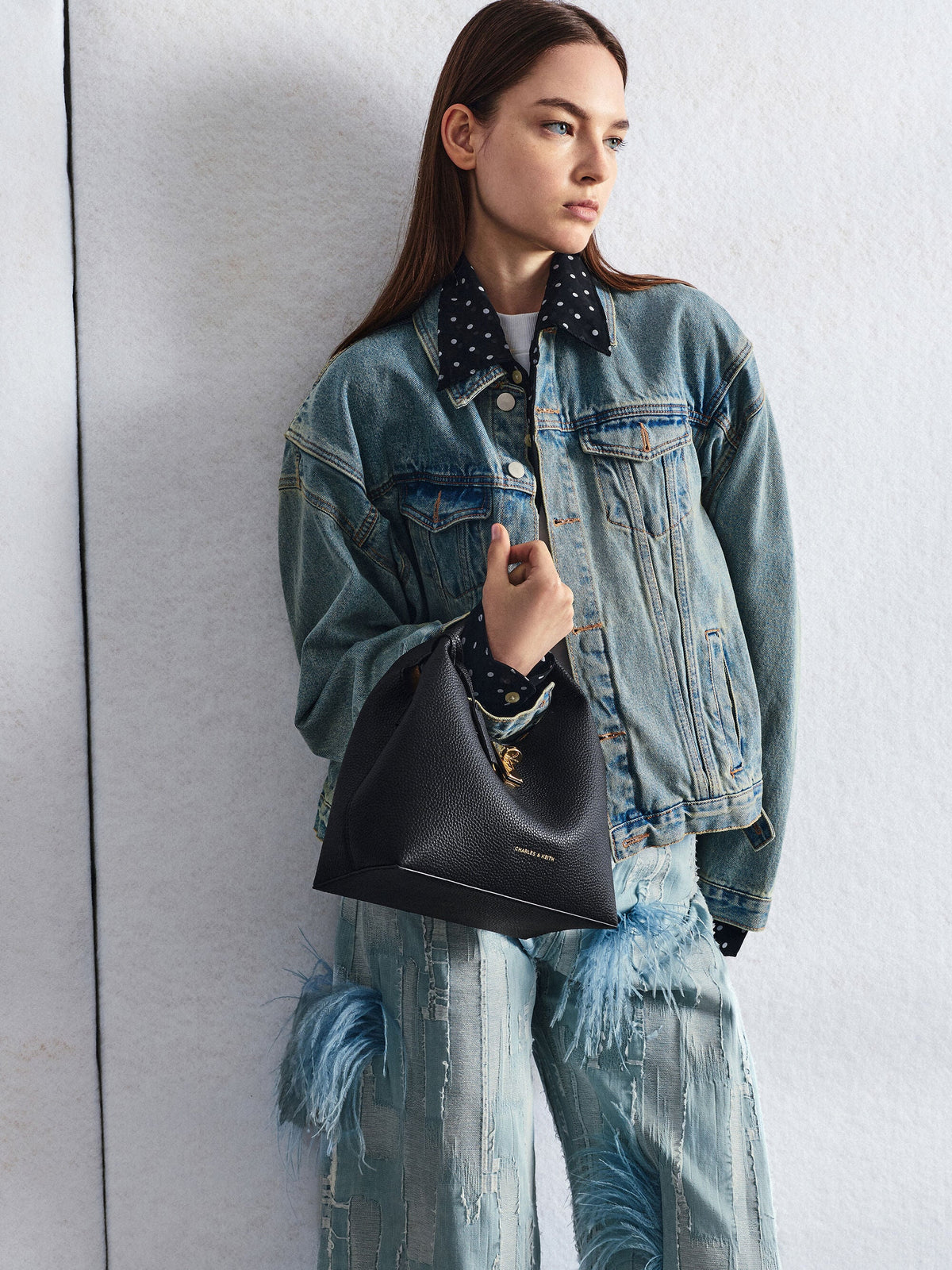 Chance Turn-Lock Bucket Bag - Black | CHARLES & KEITH