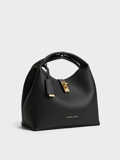 Chance Turn-Lock Bucket Bag - Black | CHARLES & KEITH
