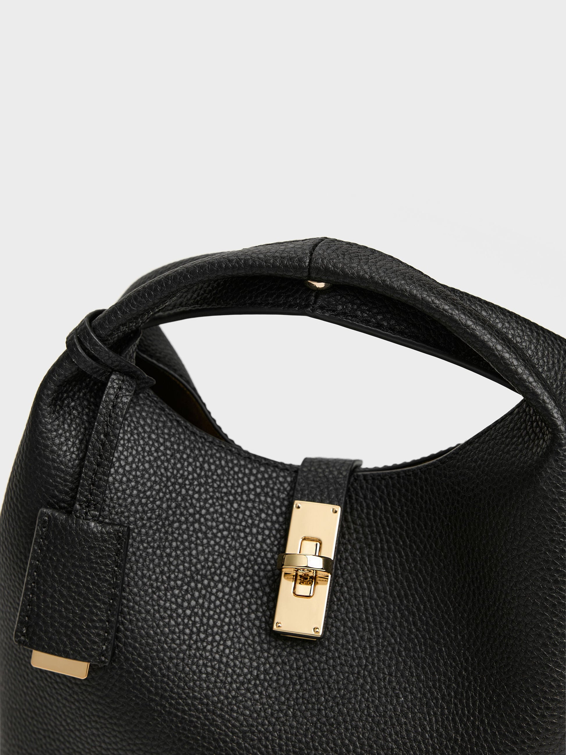 Chance Turn-Lock Bucket Bag - Black | CHARLES & KEITH