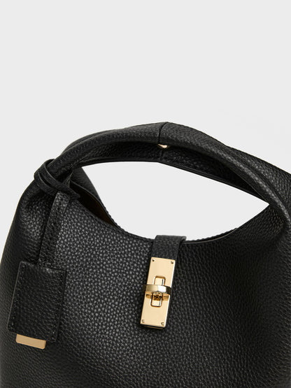Chance Turn-Lock Bucket Bag - Black | CHARLES & KEITH