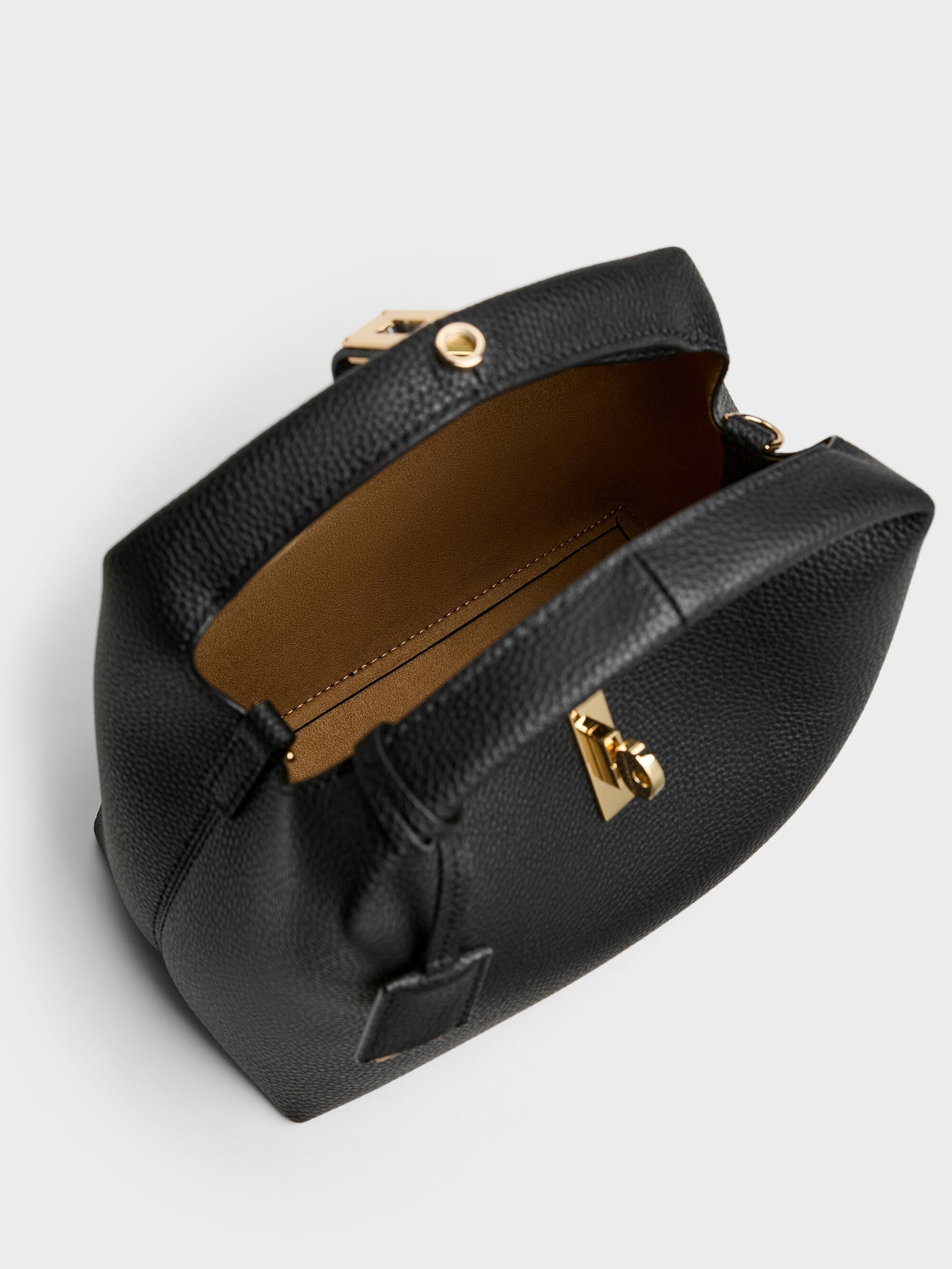 Chance Turn-Lock Bucket Bag - Black | CHARLES & KEITH