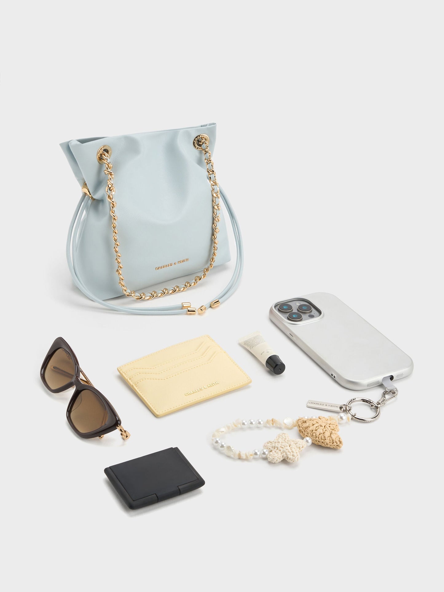 Arya Braided-Chain Crossbody Bag - Sea Salt Blue | CHARLES & KEITH