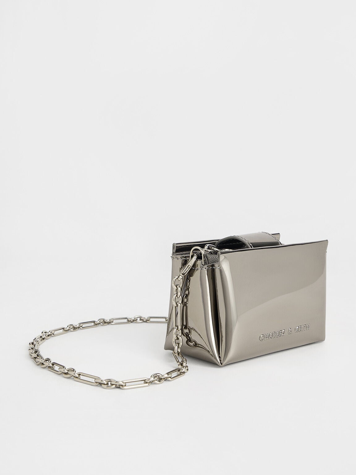 Bosie Metallic Micro Bag - Pewter | CHARLES & KEITH