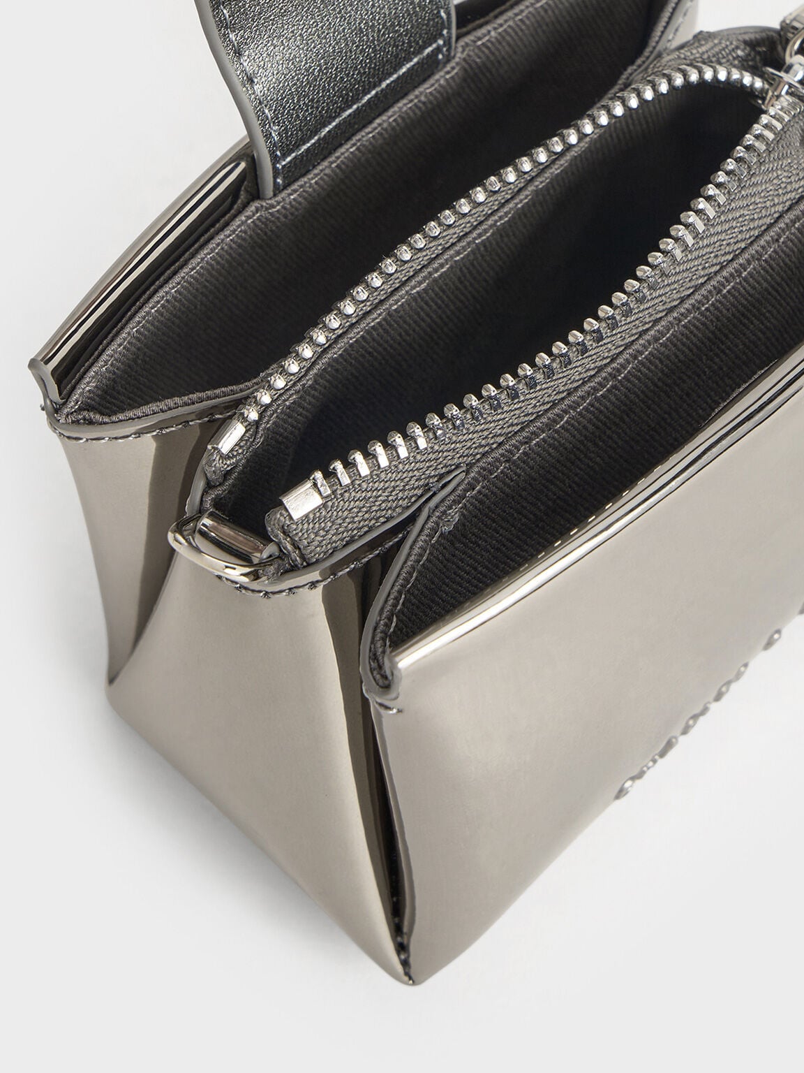Bosie Metallic Micro Bag - Pewter | CHARLES & KEITH
