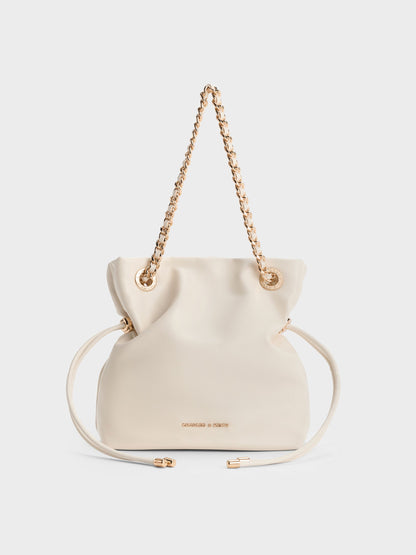 Arya Braided-Chain Crossbody Bag - Cream | CHARLES & KEITH