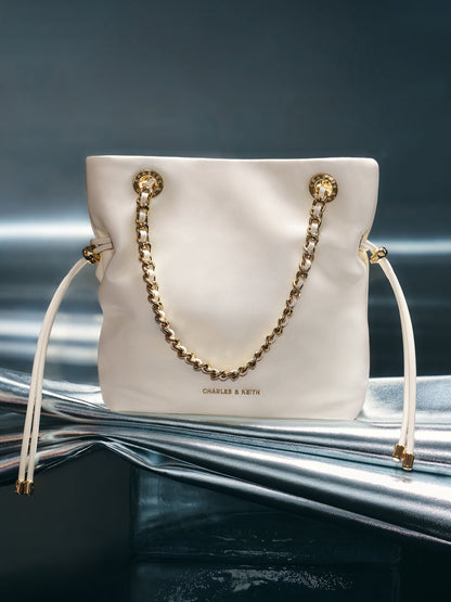 Arya Braided-Chain Crossbody Bag - Cream | CHARLES & KEITH