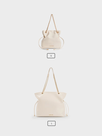 Arya Braided-Chain Crossbody Bag - Cream | CHARLES & KEITH