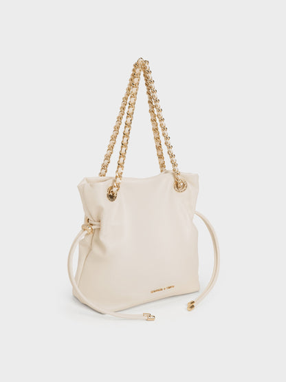 Arya Braided-Chain Crossbody Bag - Cream | CHARLES & KEITH