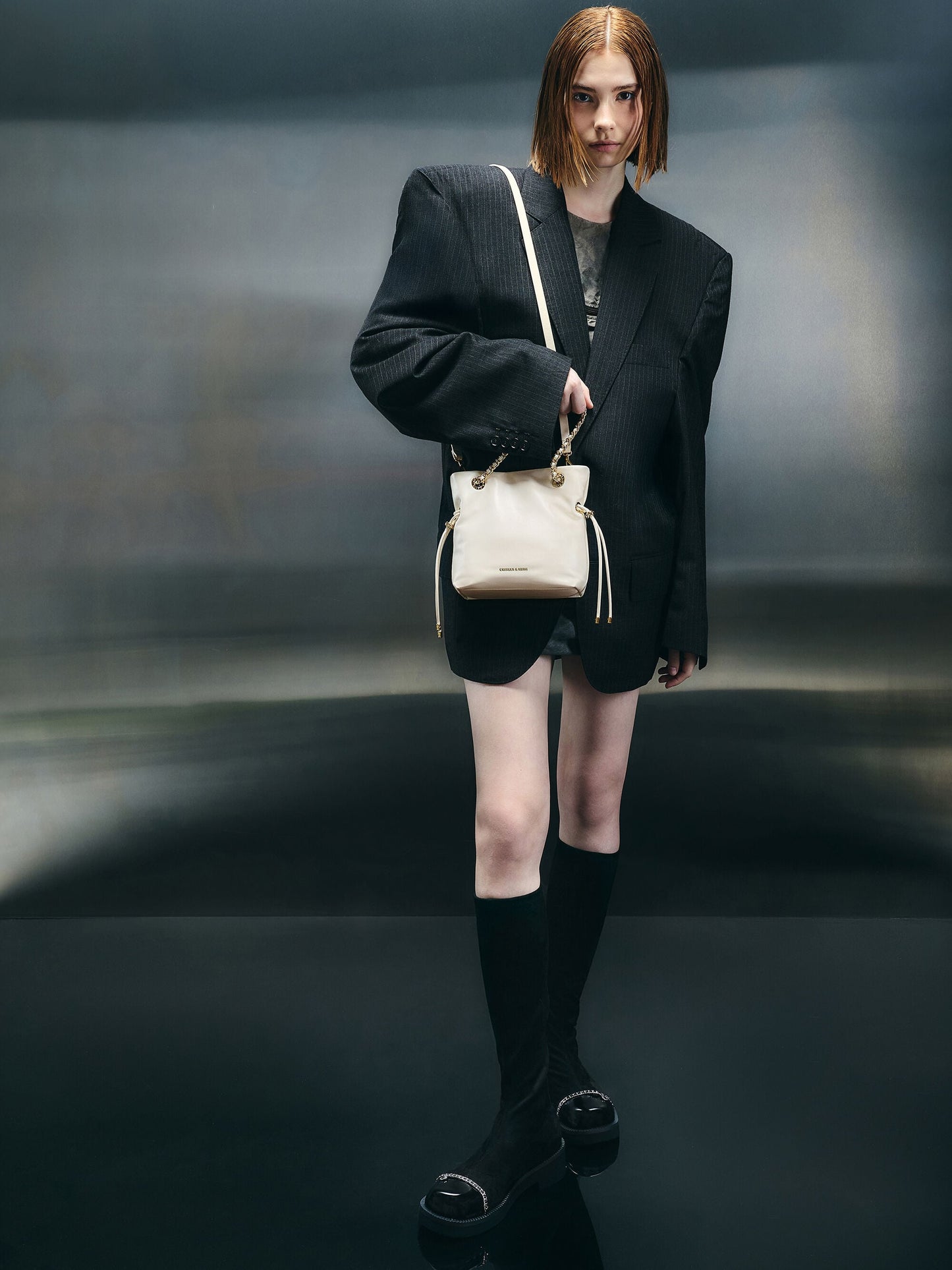 Arya Braided-Chain Crossbody Bag - Cream | CHARLES & KEITH