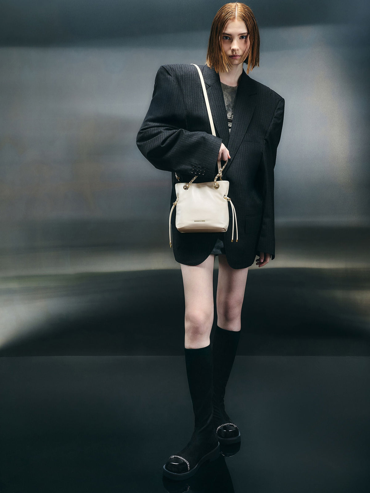 Arya Braided-Chain Crossbody Bag - Cream | CHARLES & KEITH