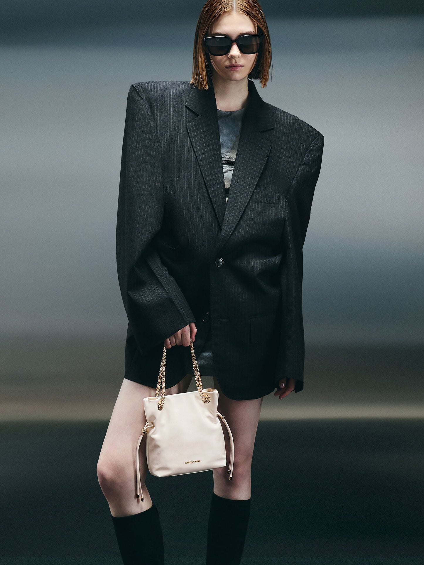 Arya Braided-Chain Crossbody Bag - Cream | CHARLES & KEITH