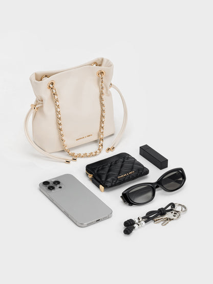 Arya Braided-Chain Crossbody Bag - Cream | CHARLES & KEITH