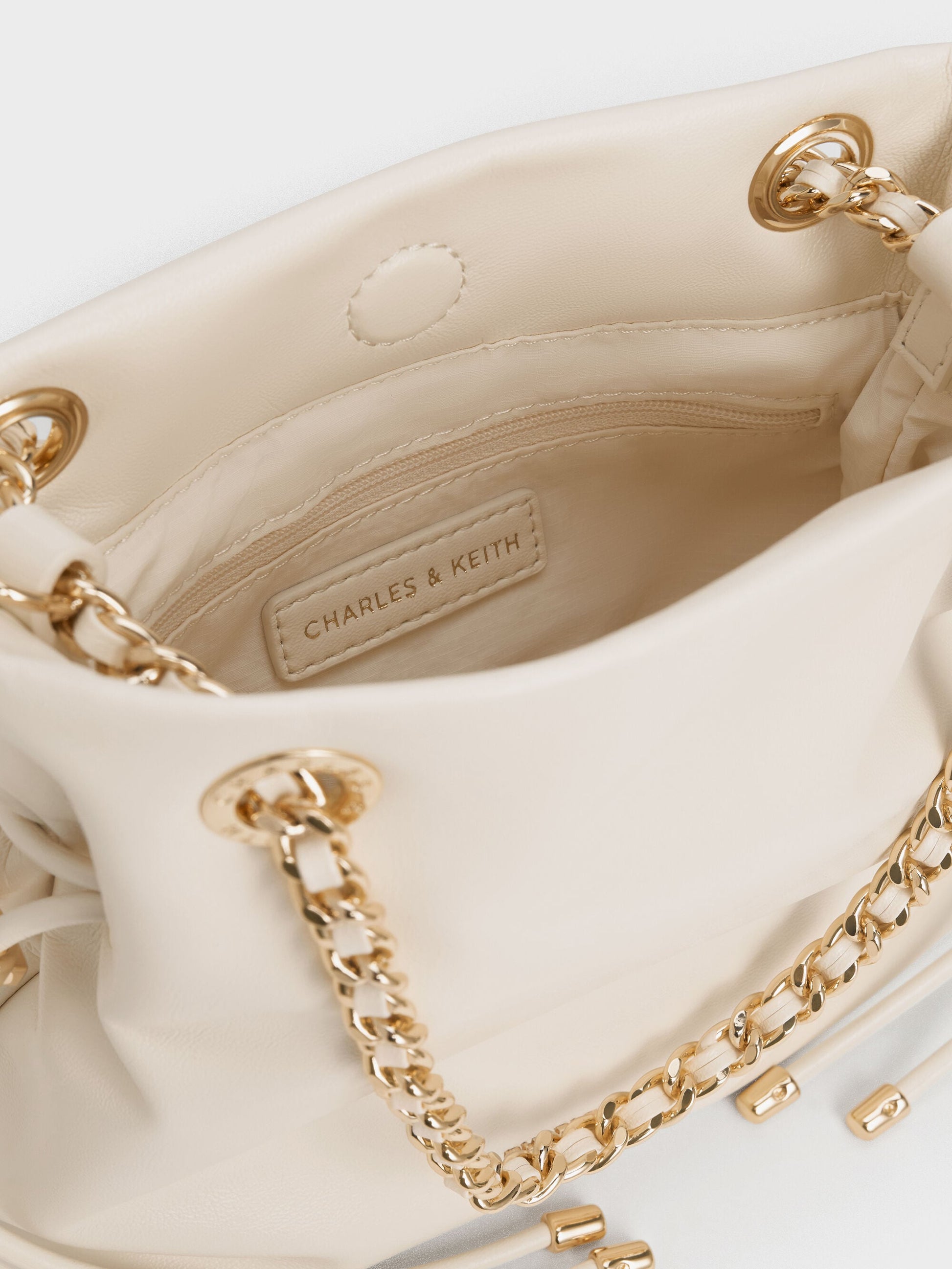 Arya Braided-Chain Crossbody Bag - Cream | CHARLES & KEITH