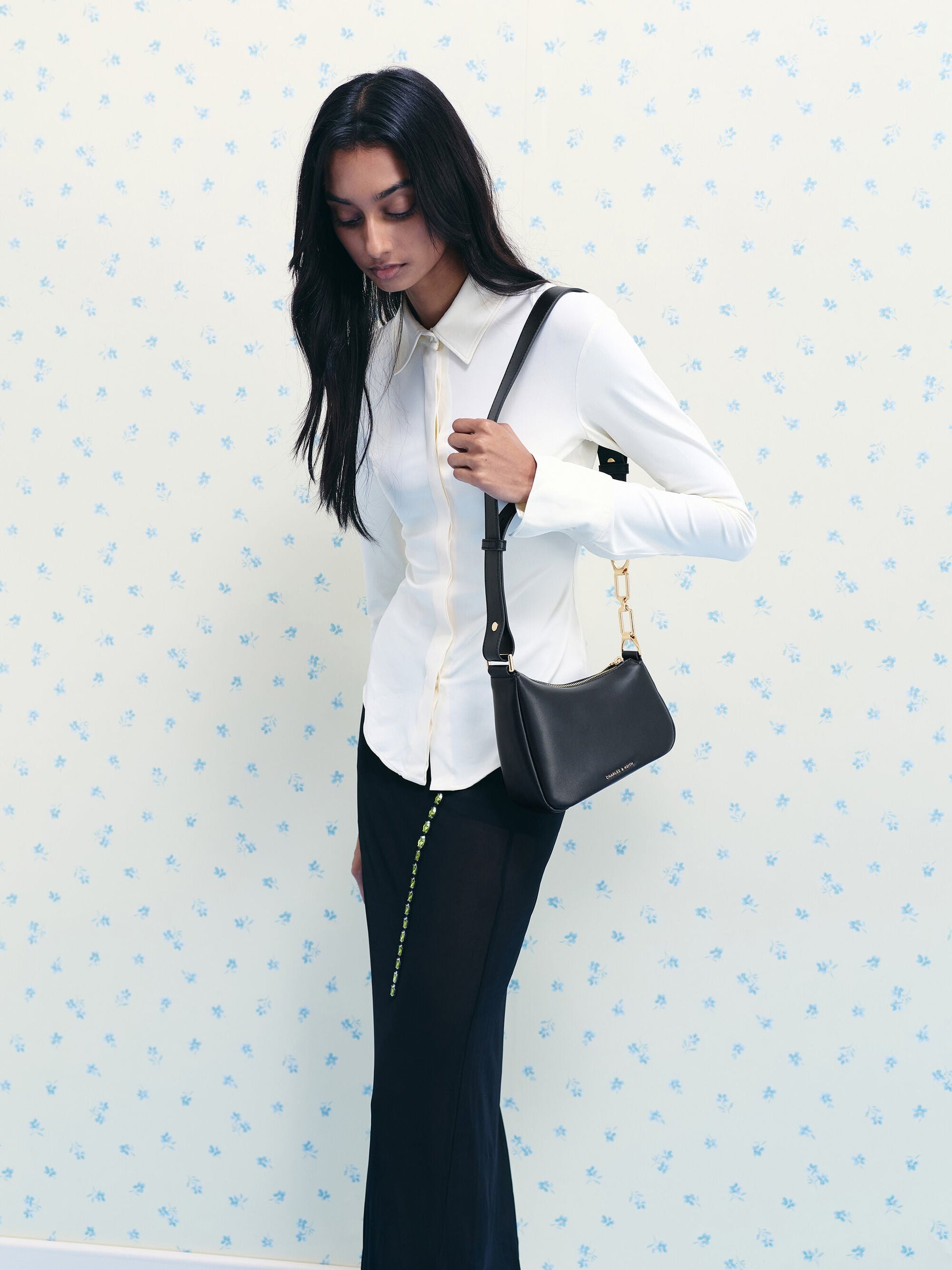 Mini Agatha Chain-Strap Shoulder Bag - Black | CHARLES & KEITH