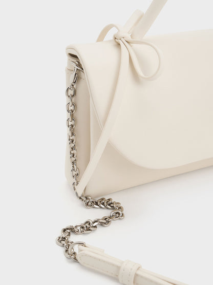 Hazel Bow Wallet On Chain - Cream | CHARLES & KEITH