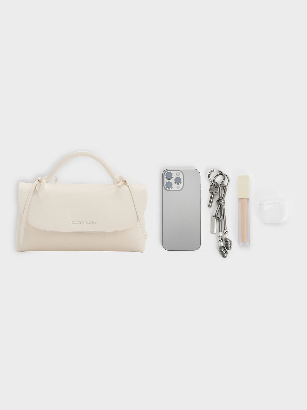 Hazel Bow Wallet On Chain - Cream | CHARLES & KEITH