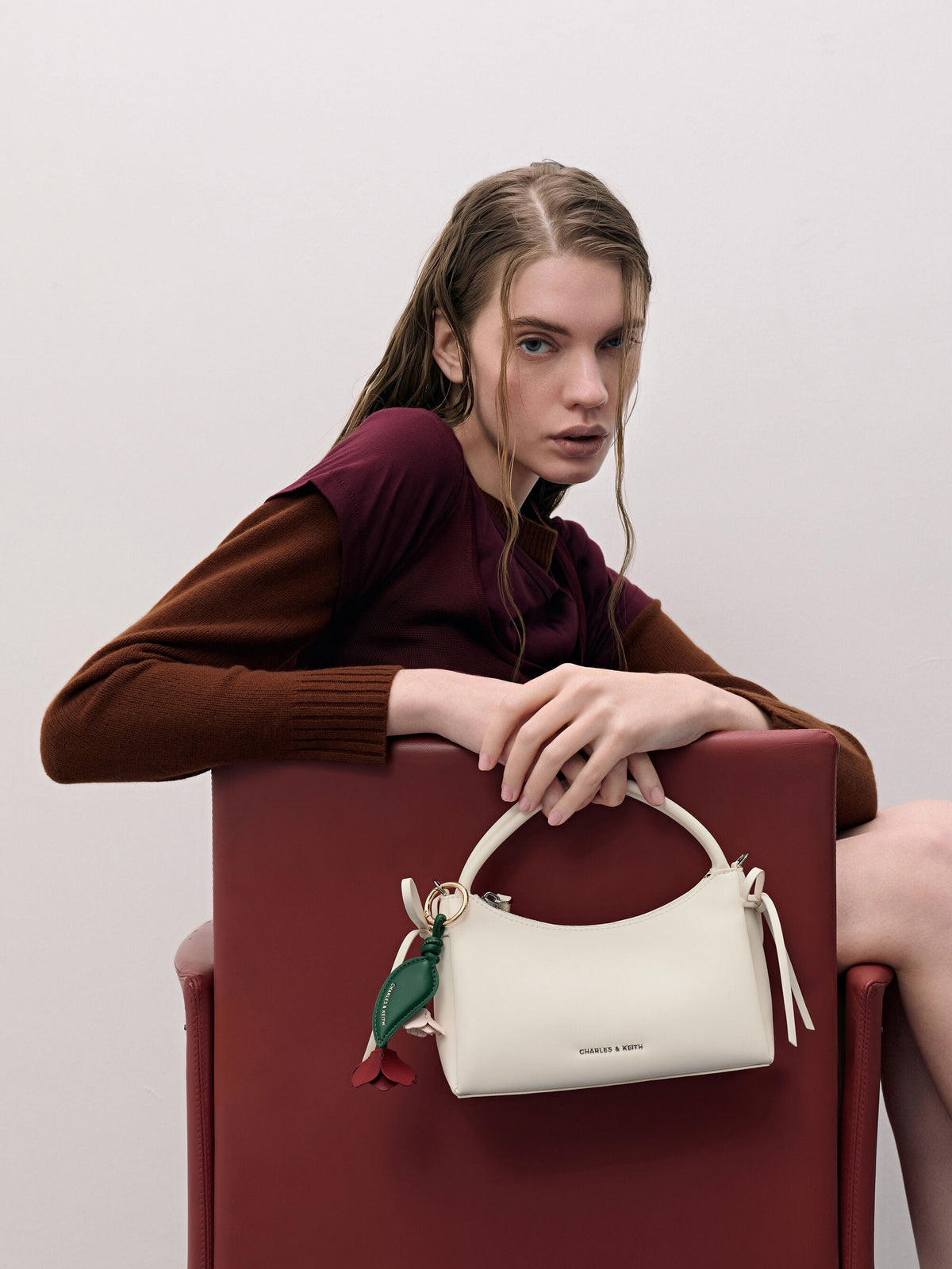 Hazel Bow Top Handle Bag - Cream | CHARLES & KEITH