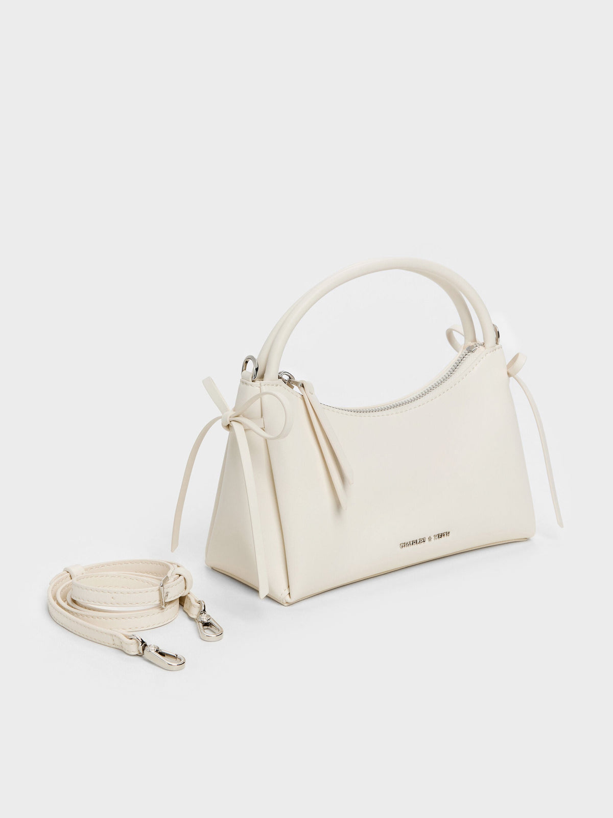 Hazel Bow Top Handle Bag - Cream | CHARLES & KEITH