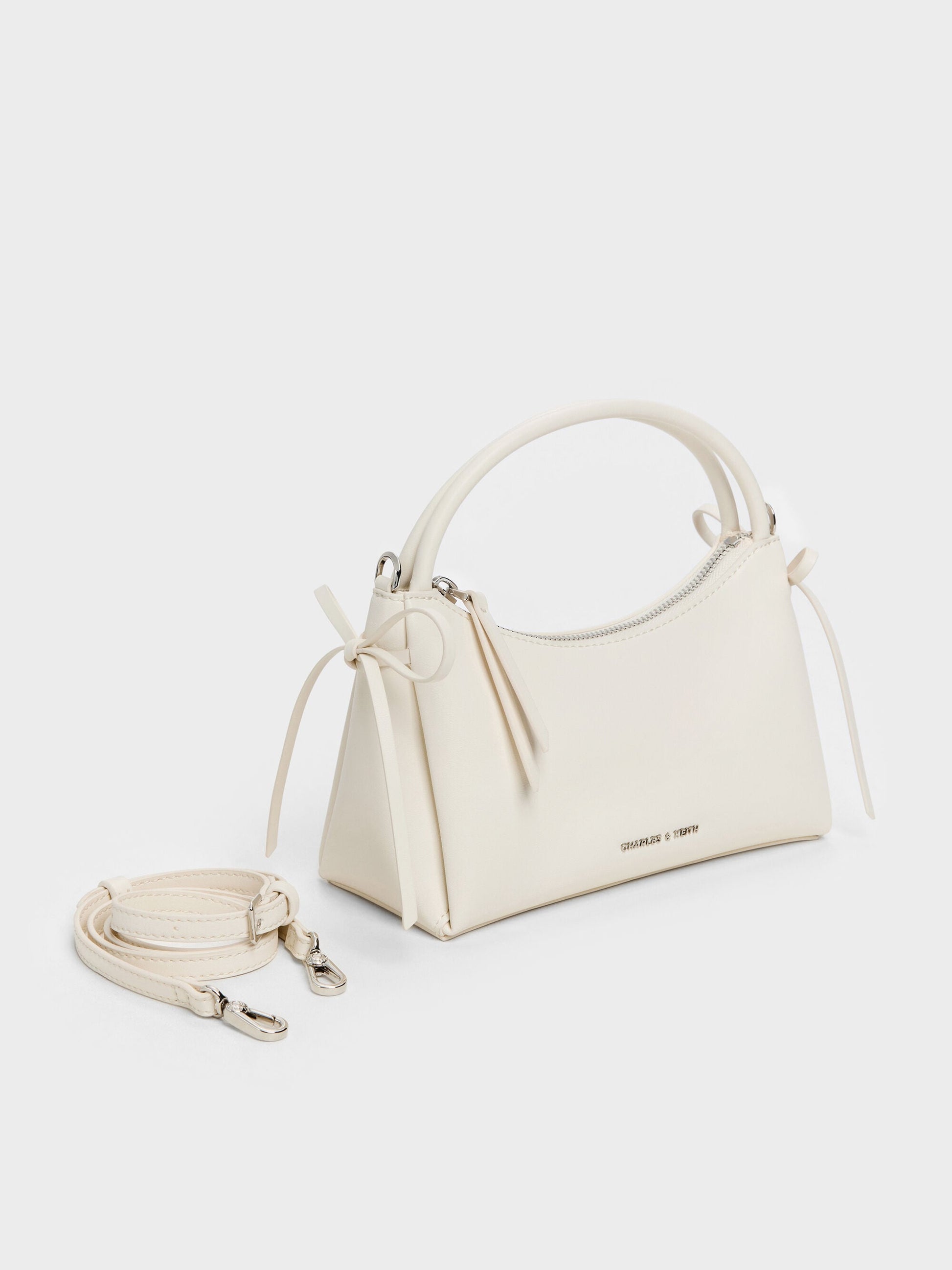 Hazel Bow Top Handle Bag - Cream | CHARLES & KEITH