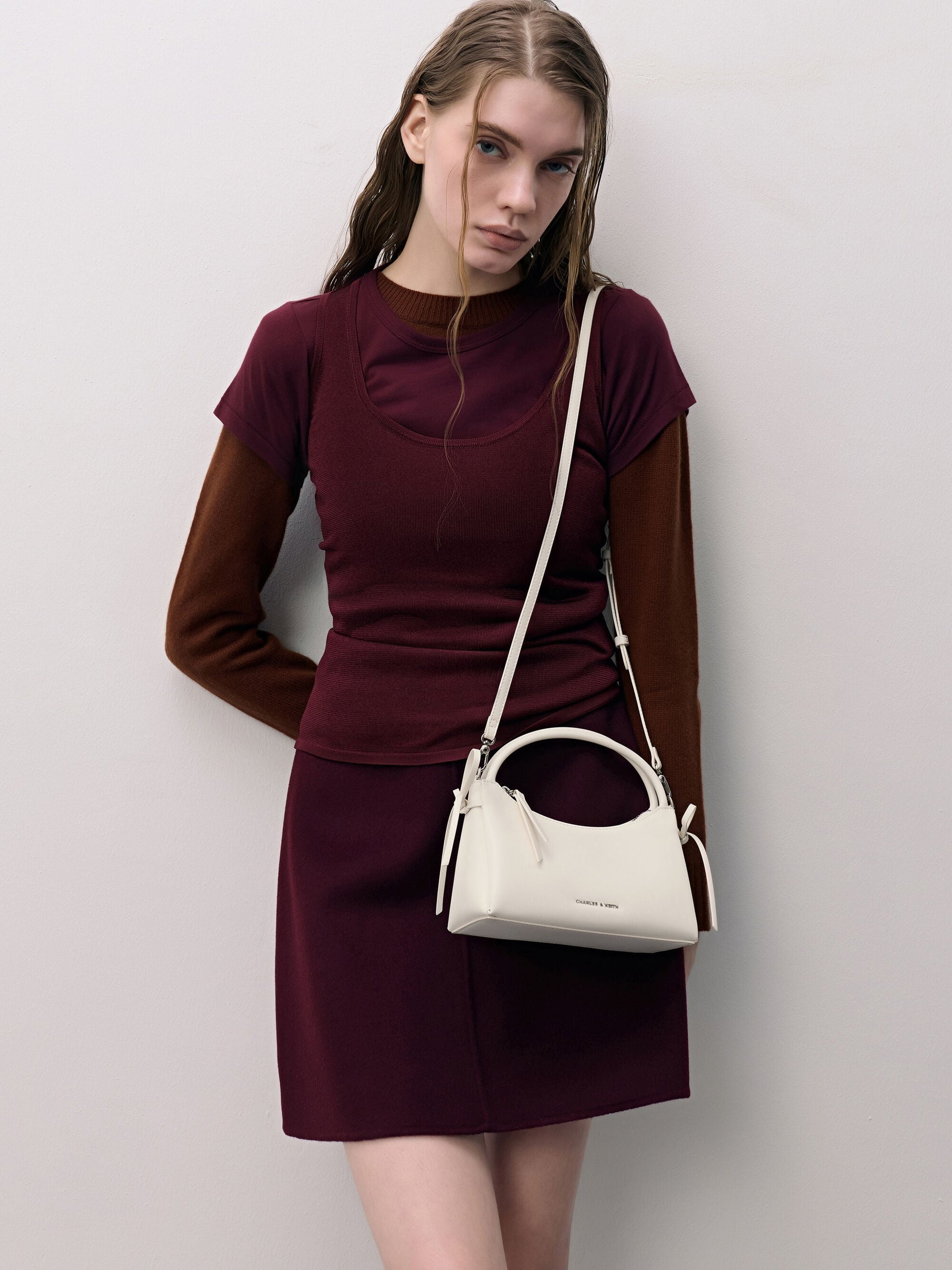 Hazel Bow Top Handle Bag - Cream | CHARLES & KEITH