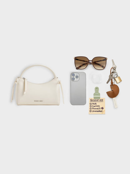 Hazel Bow Top Handle Bag - Cream | CHARLES & KEITH
