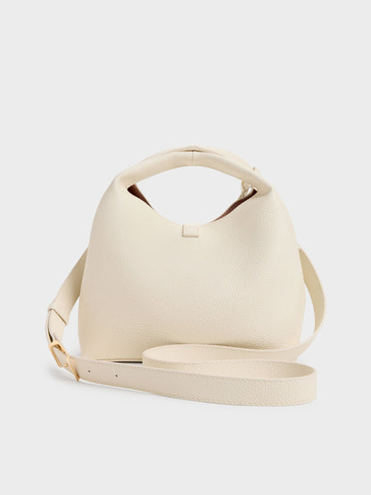 Chance Turn-Lock Bucket Bag - Cream | CHARLES & KEITH