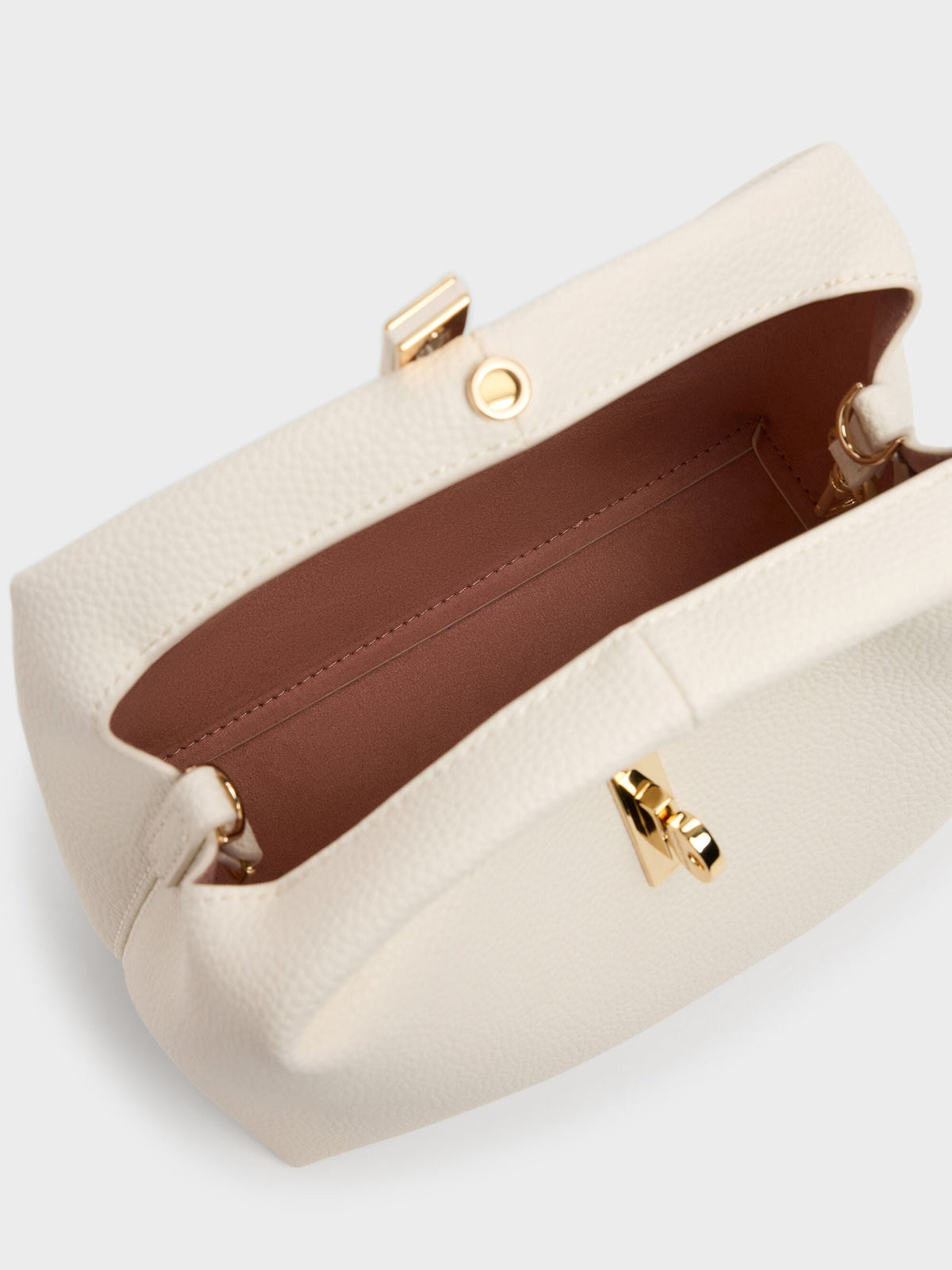 Chance Turn-Lock Bucket Bag - Cream | CHARLES & KEITH