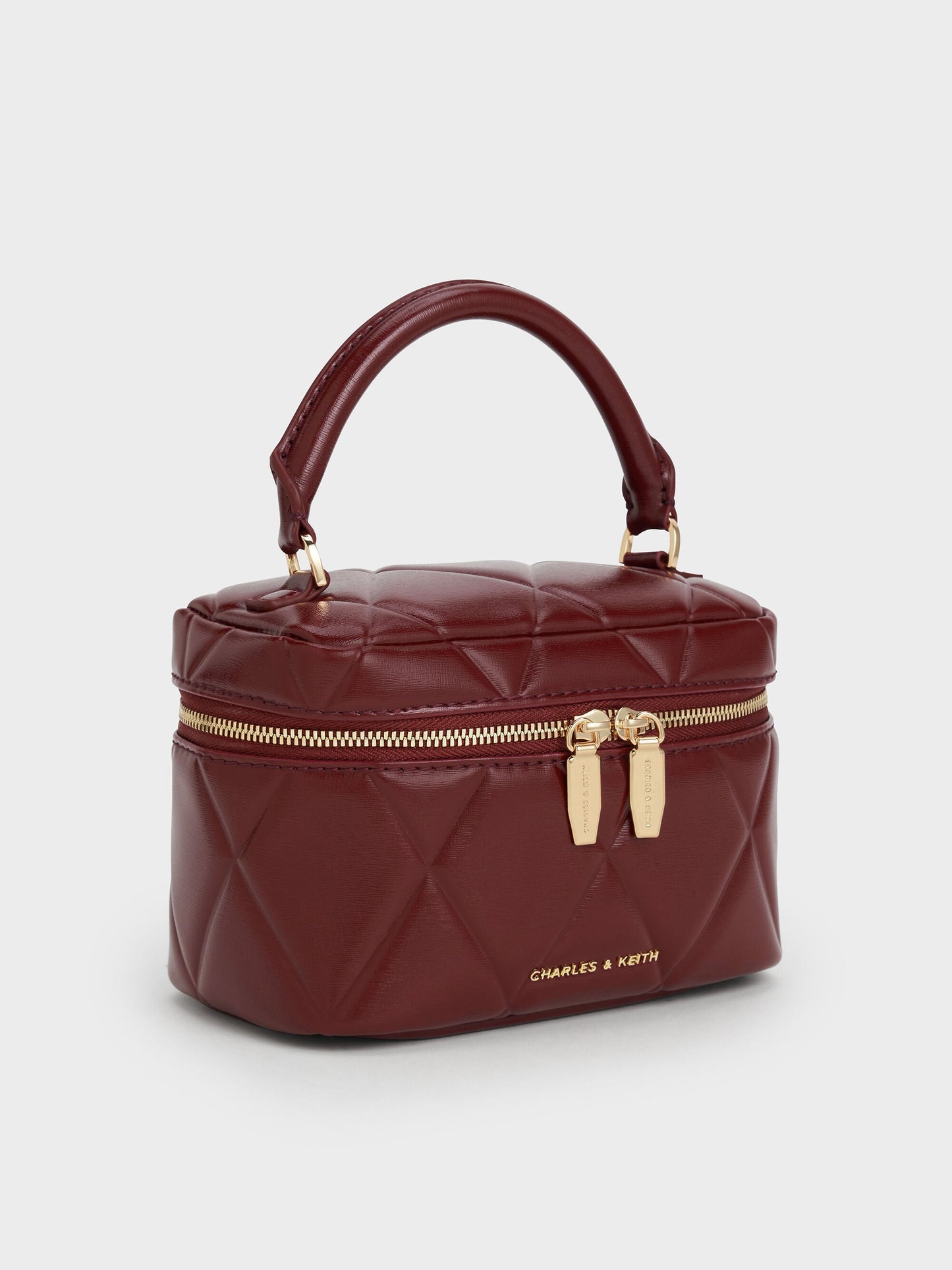 Arwen Quilted Vanity Bag - Burgundy | CHARLES & KEITH