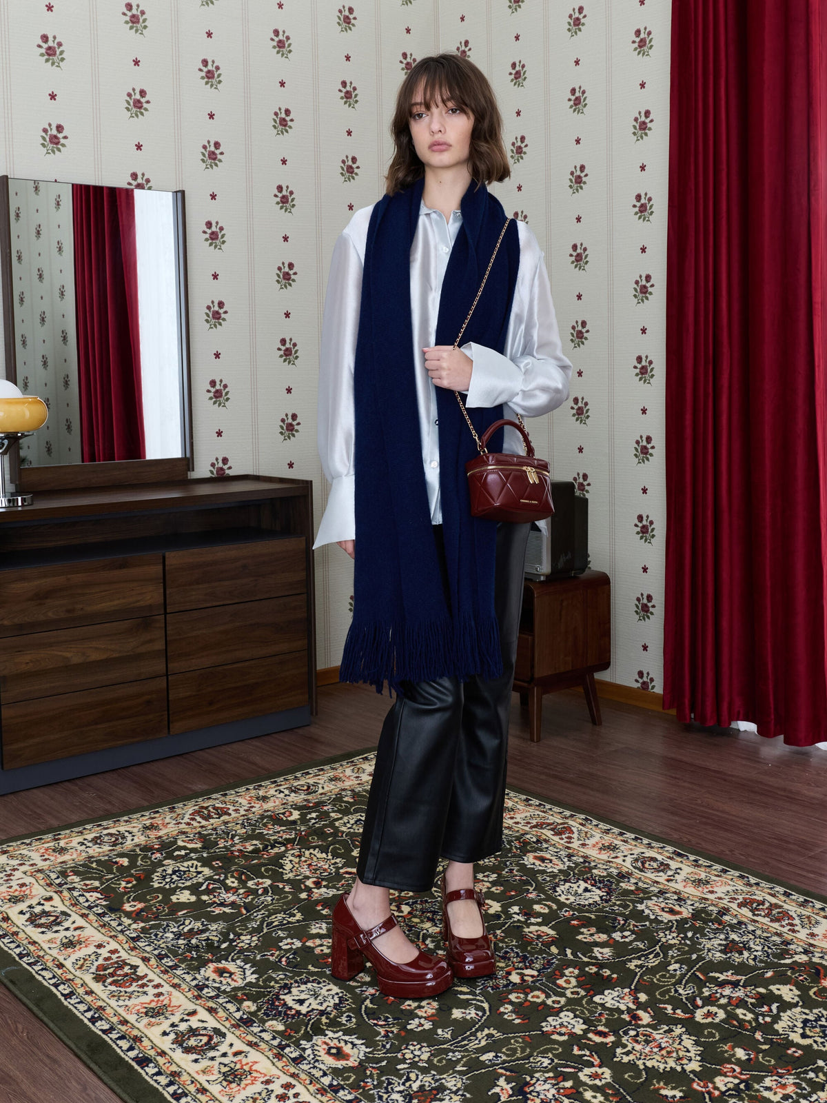 Arwen Quilted Vanity Bag - Burgundy | CHARLES & KEITH