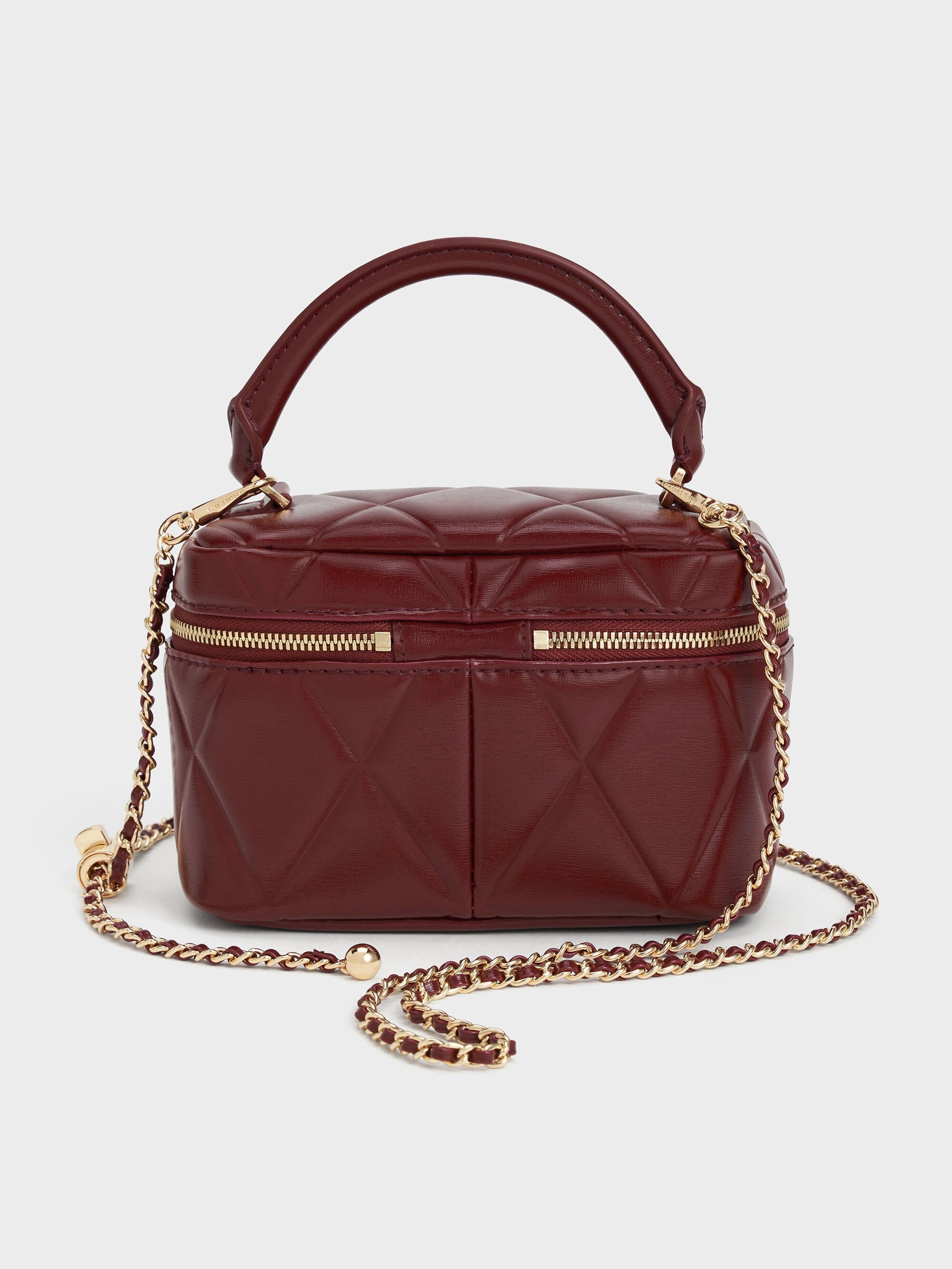 Arwen Quilted Vanity Bag - Burgundy | CHARLES & KEITH