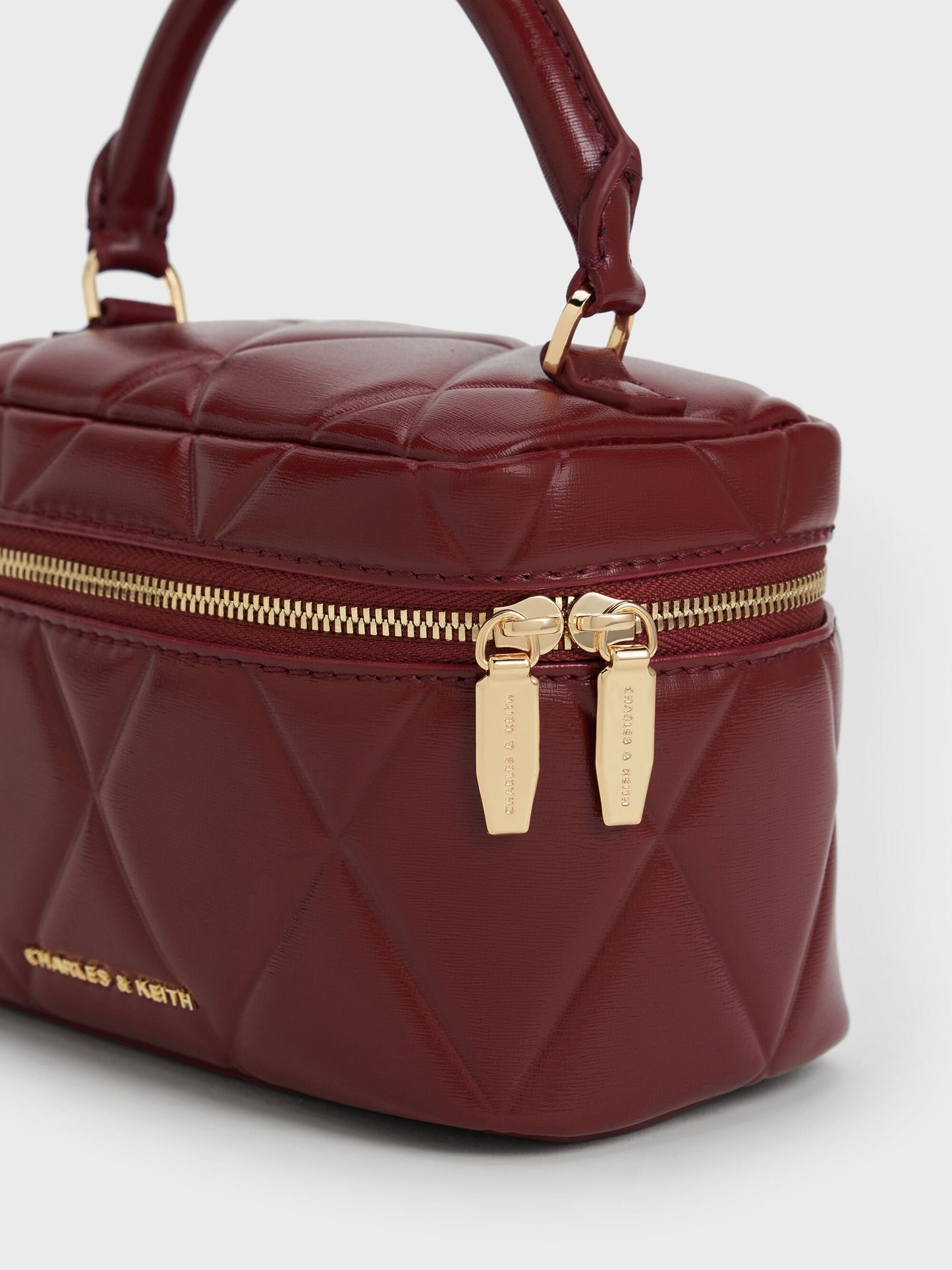 Arwen Quilted Vanity Bag - Burgundy | CHARLES & KEITH