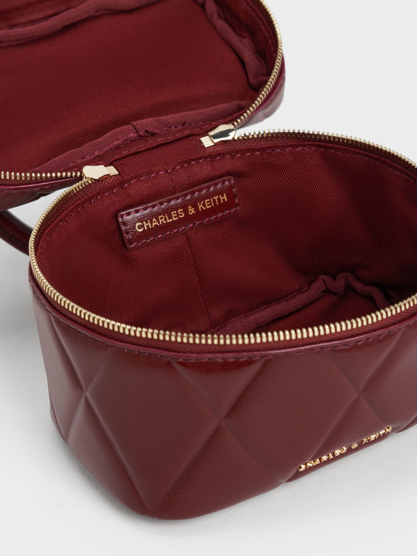 Arwen Quilted Vanity Bag - Burgundy | CHARLES & KEITH