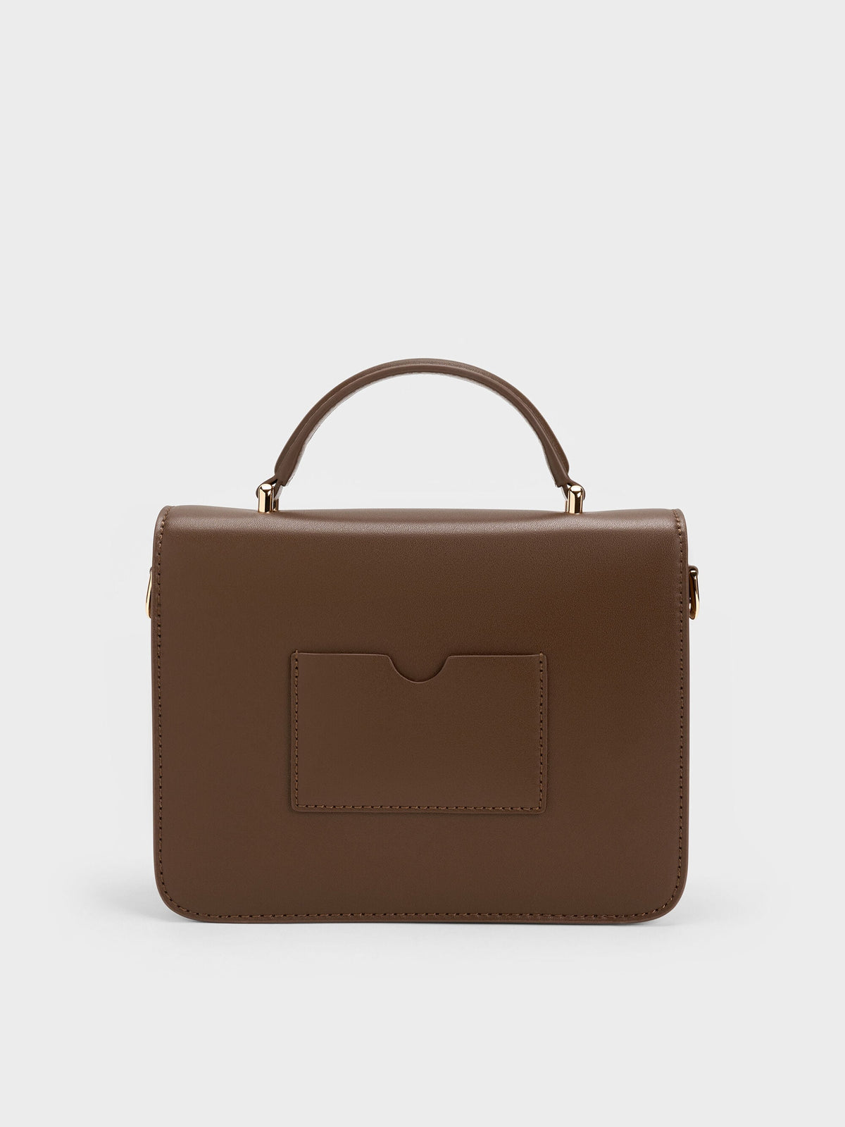 Octavia Front Flap Top Handle Bag - Dark Brown | CHARLES & KEITH