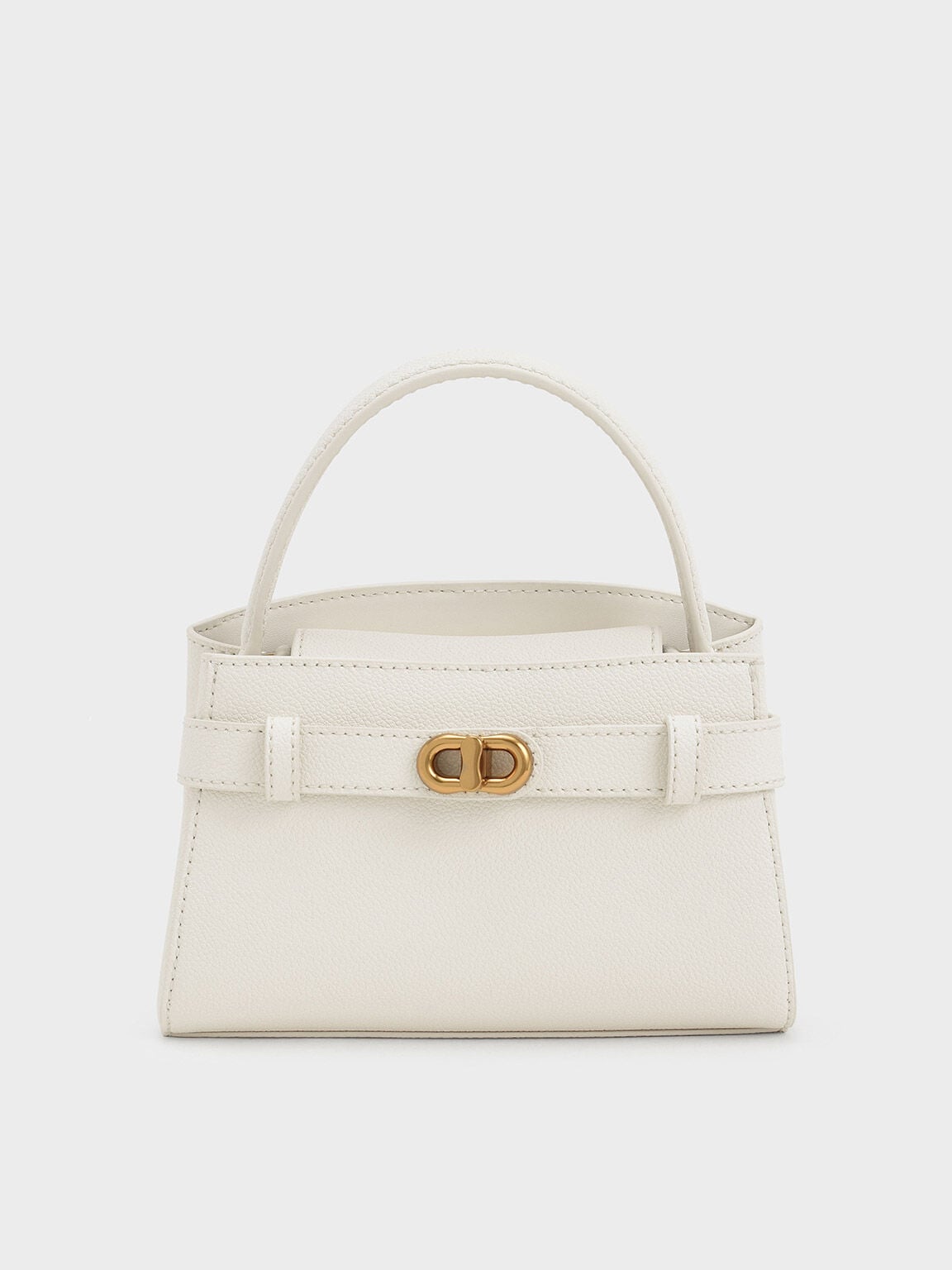 Aubrielle Belted Top Handle Bag - Cream | CHARLES & KEITH