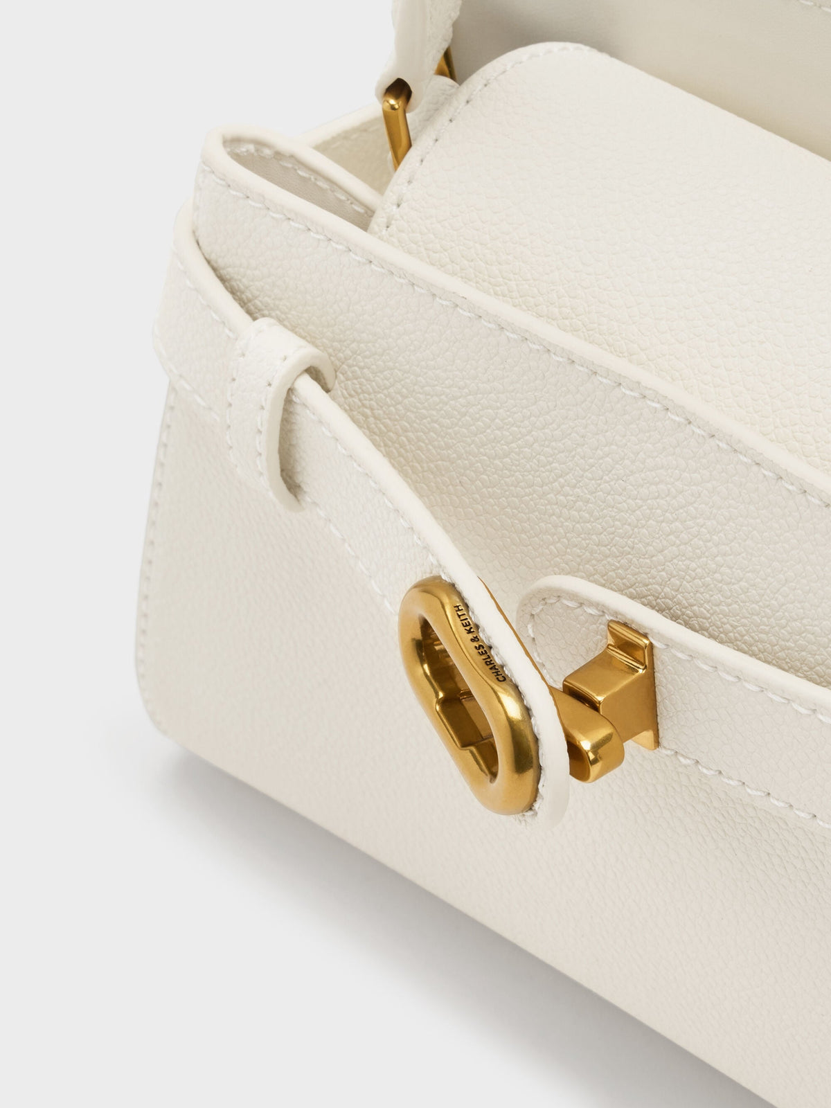 Aubrielle Belted Top Handle Bag - Cream | CHARLES & KEITH
