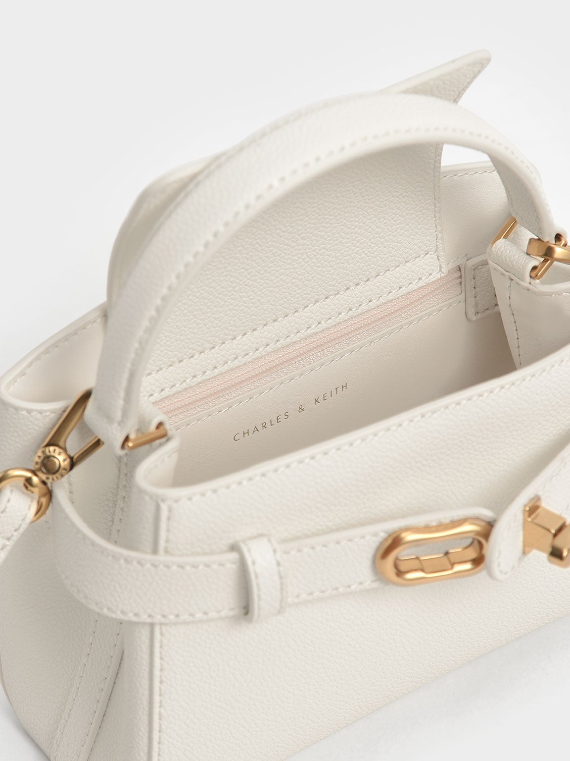 Aubrielle Belted Top Handle Bag - Cream | CHARLES & KEITH