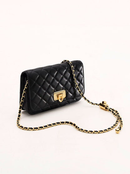Cressida Quilted Push-Lock Clutch - Black | CHARLES & KEITH
