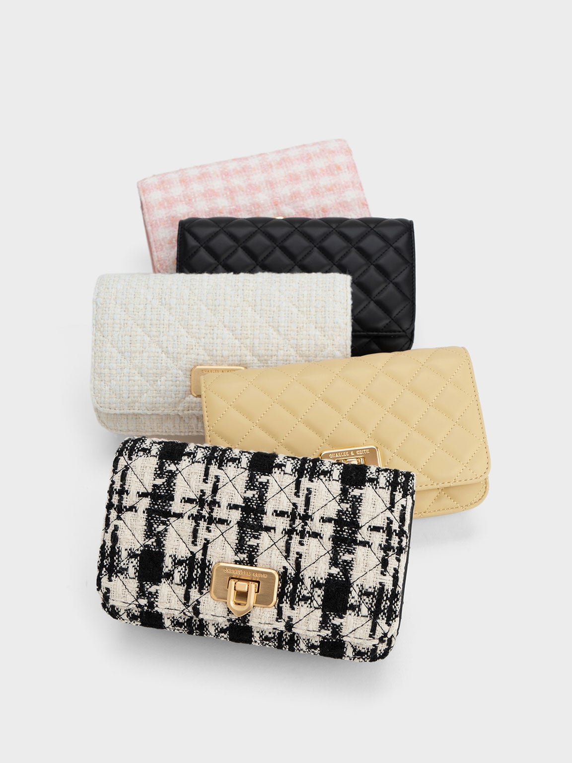 Cressida Quilted Push-Lock Clutch - Black | CHARLES & KEITH