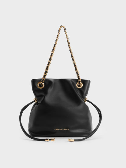 Arya Braided-Chain Crossbody Bag - Black | CHARLES & KEITH