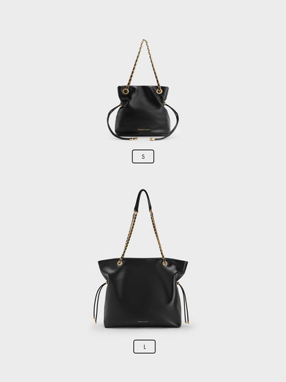 Arya Braided-Chain Crossbody Bag - Black | CHARLES & KEITH