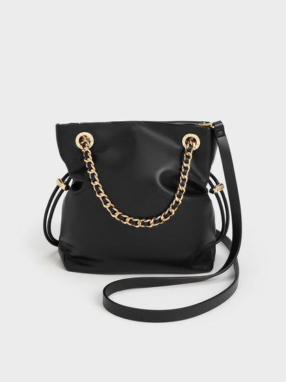 Arya Braided-Chain Crossbody Bag - Black | CHARLES & KEITH