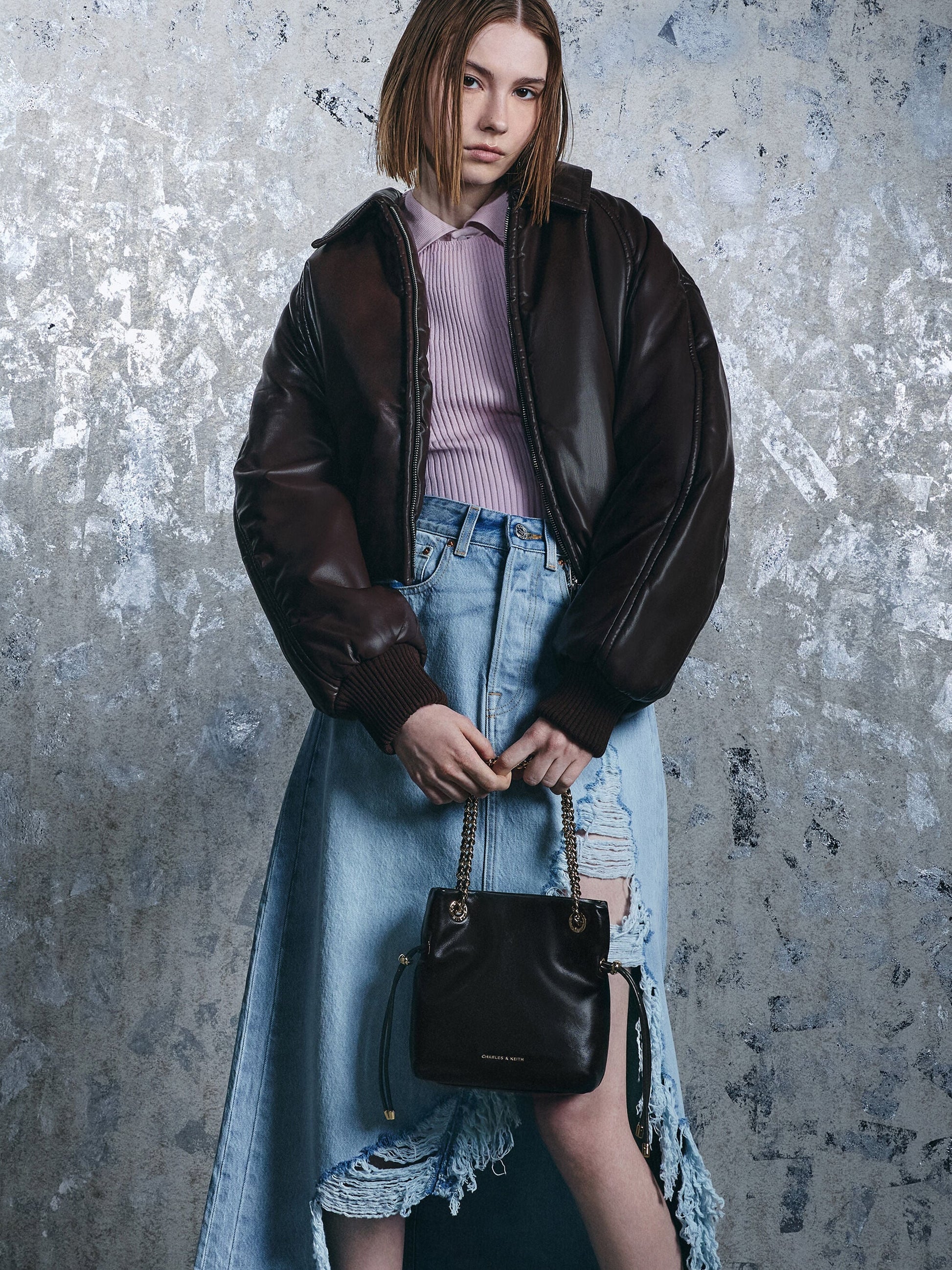 Arya Braided-Chain Crossbody Bag - Black | CHARLES & KEITH