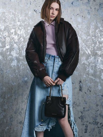Arya Braided-Chain Crossbody Bag - Black | CHARLES & KEITH