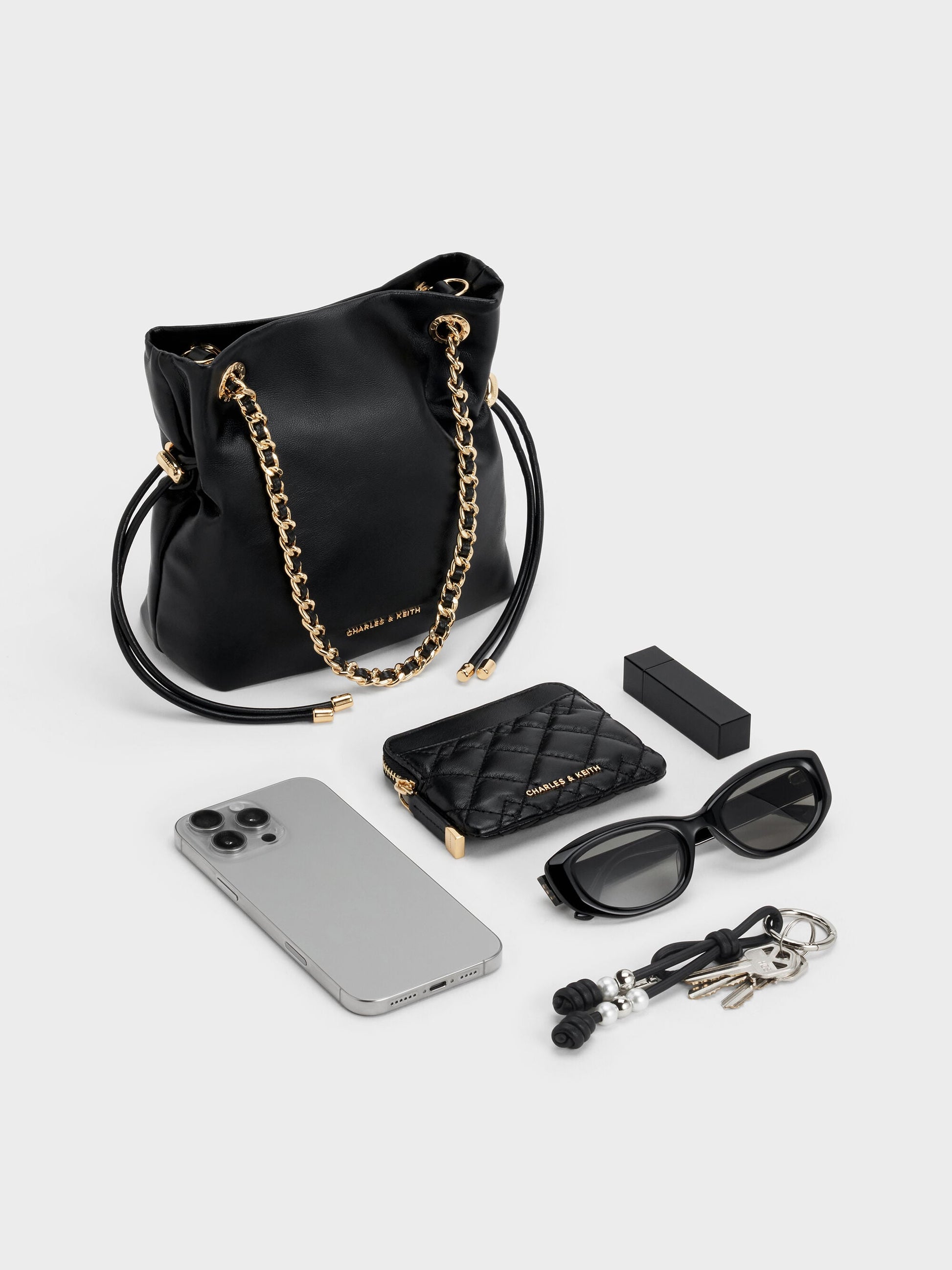 Arya Braided-Chain Crossbody Bag - Black | CHARLES & KEITH