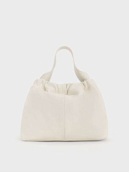 Ally Ruched Chain-Handle Bag - Cream | CHARLES & KEITH