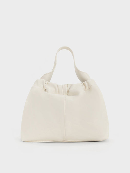 Ally Ruched Chain-Handle Bag - Cream | CHARLES & KEITH