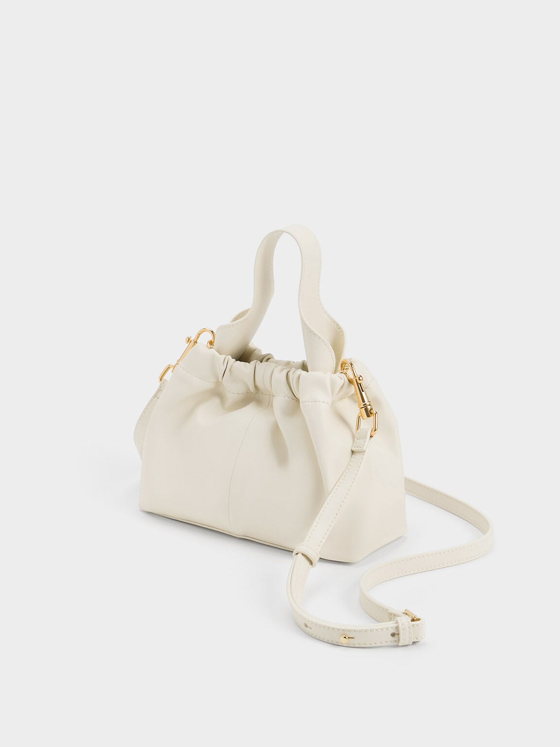 Ally Ruched Chain-Handle Bag - Cream | CHARLES & KEITH